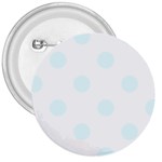 Polka Dots - Bubbles Cyan on White 3  Button