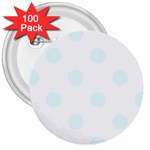 Polka Dots - Bubbles Cyan on White 3  Button (100 pack)