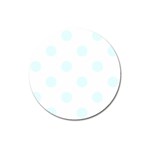 Polka Dots - Bubbles Cyan on White Magnet 3  (Round)
