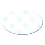 Polka Dots - Bubbles Cyan on White Magnet (Oval)