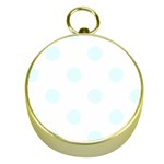 Polka Dots - Bubbles Cyan on White Gold Compass