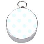 Polka Dots - Bubbles Cyan on White Silver Compass
