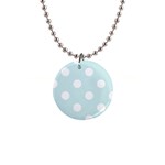 Polka Dots - White on Light Cyan 1  Button Necklace