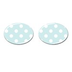 Polka Dots - White on Light Cyan Cufflinks (Oval)