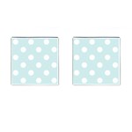 Polka Dots - White on Light Cyan Cufflinks (Square)