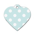 Polka Dots - White on Light Cyan Dog Tag Heart (Two Sides)