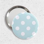 Polka Dots - White on Light Cyan 2.25  Handbag Mirror
