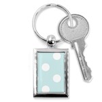 Polka Dots - White on Light Cyan Key Chain (Rectangle)