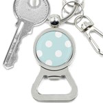 Polka Dots - White on Light Cyan Bottle Opener Key Chain