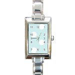 Polka Dots - White on Light Cyan Rectangle Italian Charm Watch