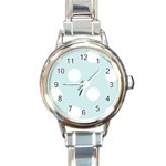Polka Dots - White on Light Cyan Round Italian Charm Watch