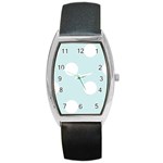 Polka Dots - White on Light Cyan Barrel Style Metal Watch