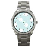 Polka Dots - White on Light Cyan Sport Metal Watch