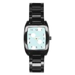 Polka Dots - White on Light Cyan Stainless Steel Barrel Watch