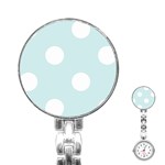 Polka Dots - White on Light Cyan Stainless Steel Nurses Watch