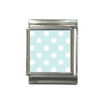 Polka Dots - White on Light Cyan Italian Charm (13mm)