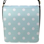 Polka Dots - White on Light Cyan Flap Closure Messenger Bag (S)