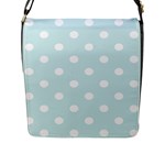 Polka Dots - White on Light Cyan Flap Closure Messenger Bag (L)