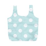 Polka Dots - White on Light Cyan Full Print Recycle Bag (M)