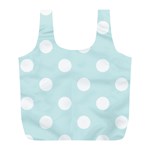 Polka Dots - White on Light Cyan Full Print Recycle Bag (L)