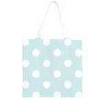 Polka Dots - White on Light Cyan Grocery Light Tote Bag