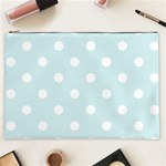 Polka Dots - White on Light Cyan Cosmetic Bag (XXL)