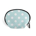 Polka Dots - White on Light Cyan Accessory Pouch (Small)