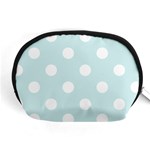 Polka Dots - White on Light Cyan Accessory Pouch (Medium)