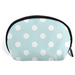 Polka Dots - White on Light Cyan Accessory Pouch (Large)