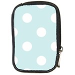 Polka Dots - White on Light Cyan Compact Camera Leather Case