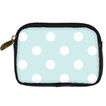 Polka Dots - White on Light Cyan Digital Camera Leather Case