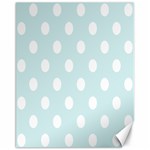 Polka Dots - White on Light Cyan Canvas 11  x 14 