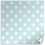 Polka Dots - White on Light Cyan Canvas 12  x 12 