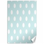 Polka Dots - White on Light Cyan Canvas 12  x 18 