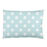 Polka Dots - White on Light Cyan Pillow Case (Two Sides)