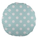 Polka Dots - White on Light Cyan Large 18  Premium Round Cushion