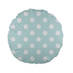 Polka Dots - White on Light Cyan Standard 15  Premium Round Cushion