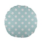 Polka Dots - White on Light Cyan Standard 15  Premium Flano Round Cushion