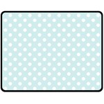 Polka Dots - White on Light Cyan Fleece Blanket (Medium) (One Side)