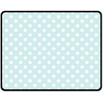 Polka Dots - White on Light Cyan Double Sided Fleece Blanket (Medium) (Two Sides)