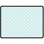 Polka Dots - White on Light Cyan Double Sided Fleece Blanket (Large) (Two Sides)
