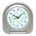 Polka Dots - White on Light Cyan Desk Alarm Clock