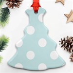 Polka Dots - White on Light Cyan Ornament (Christmas Tree)