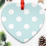 Polka Dots - White on Light Cyan Ornament (Heart)