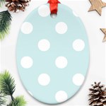 Polka Dots - White on Light Cyan Ornament (Oval)