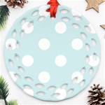 Polka Dots - White on Light Cyan Ornament (Round Filigree)