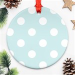 Polka Dots - White on Light Cyan Round Ornament (Two Sides)