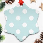 Polka Dots - White on Light Cyan Ornament (Snowflake)