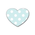 Polka Dots - White on Light Cyan Heart Coaster (4 pack)