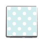 Polka Dots - White on Light Cyan Memory Card Reader (Square)